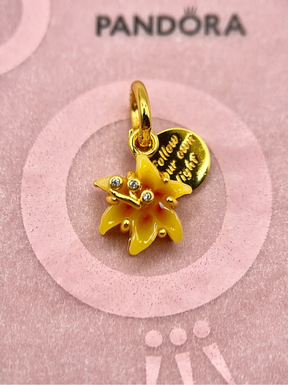 Pandora Disney Tangled Rapunzel Sundrop Flower Glow In The Dark Dangle Charm
